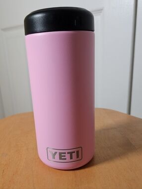 YETI Power Pink Rambler Colster Slim Can Insulator